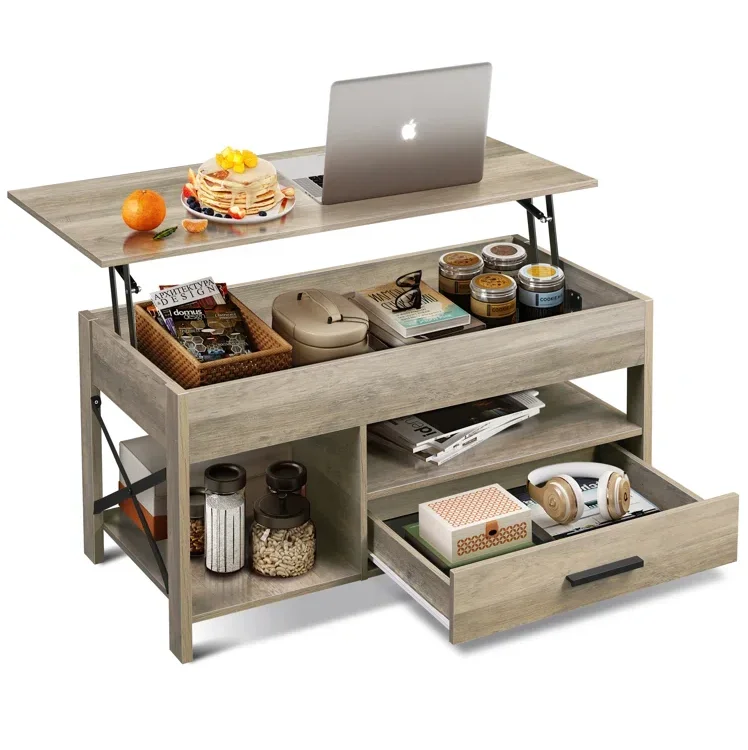 Modern Lift-top Design Coffee Table Spacious Storage Center Table Living Room Furniture Large Hidden Compartment Console Table