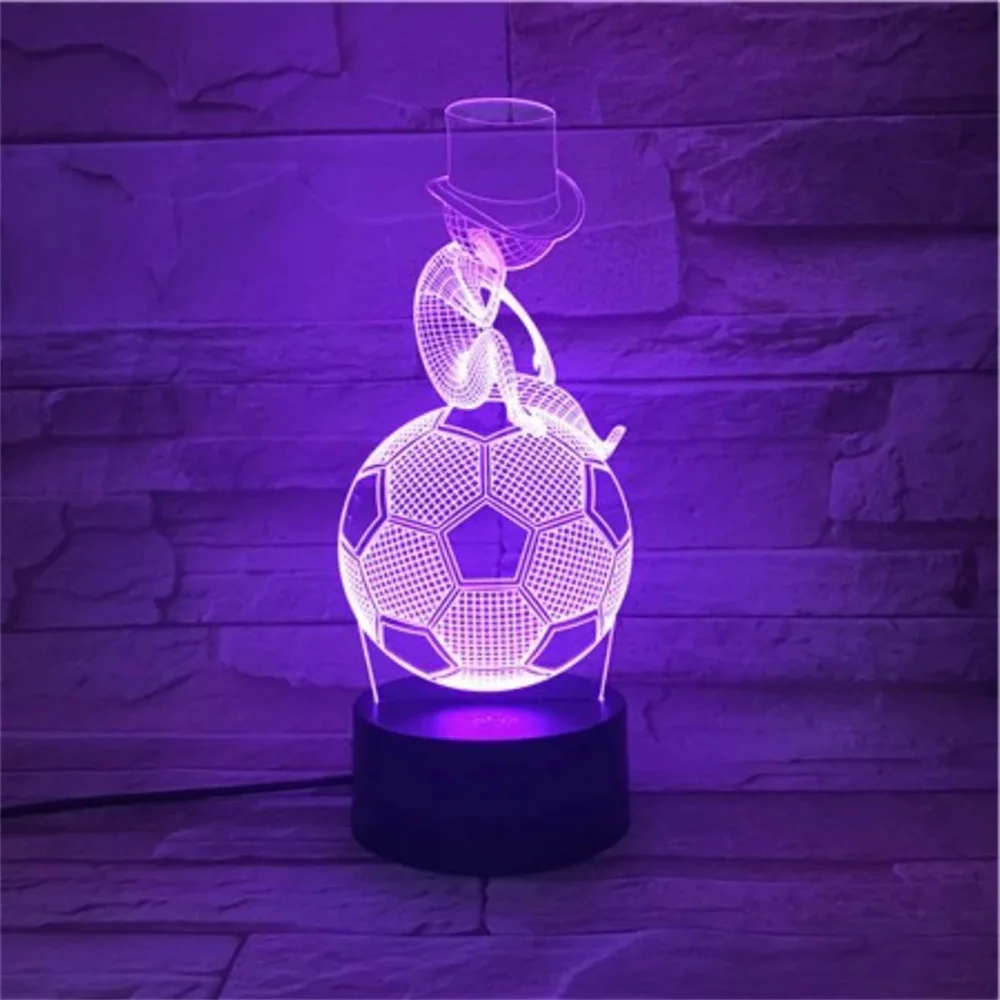 Funny Football 3D Night Light Football Model 3D Illusion Light Table Lamps 3/7/16 Colors Changeable for Soccer Lover Gifts Decor