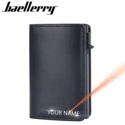 New RFID Short Men Wallets Free Name Engraved Mini Slim Card Holder Brand Male Purses High Quality Men's Popup Wallet
