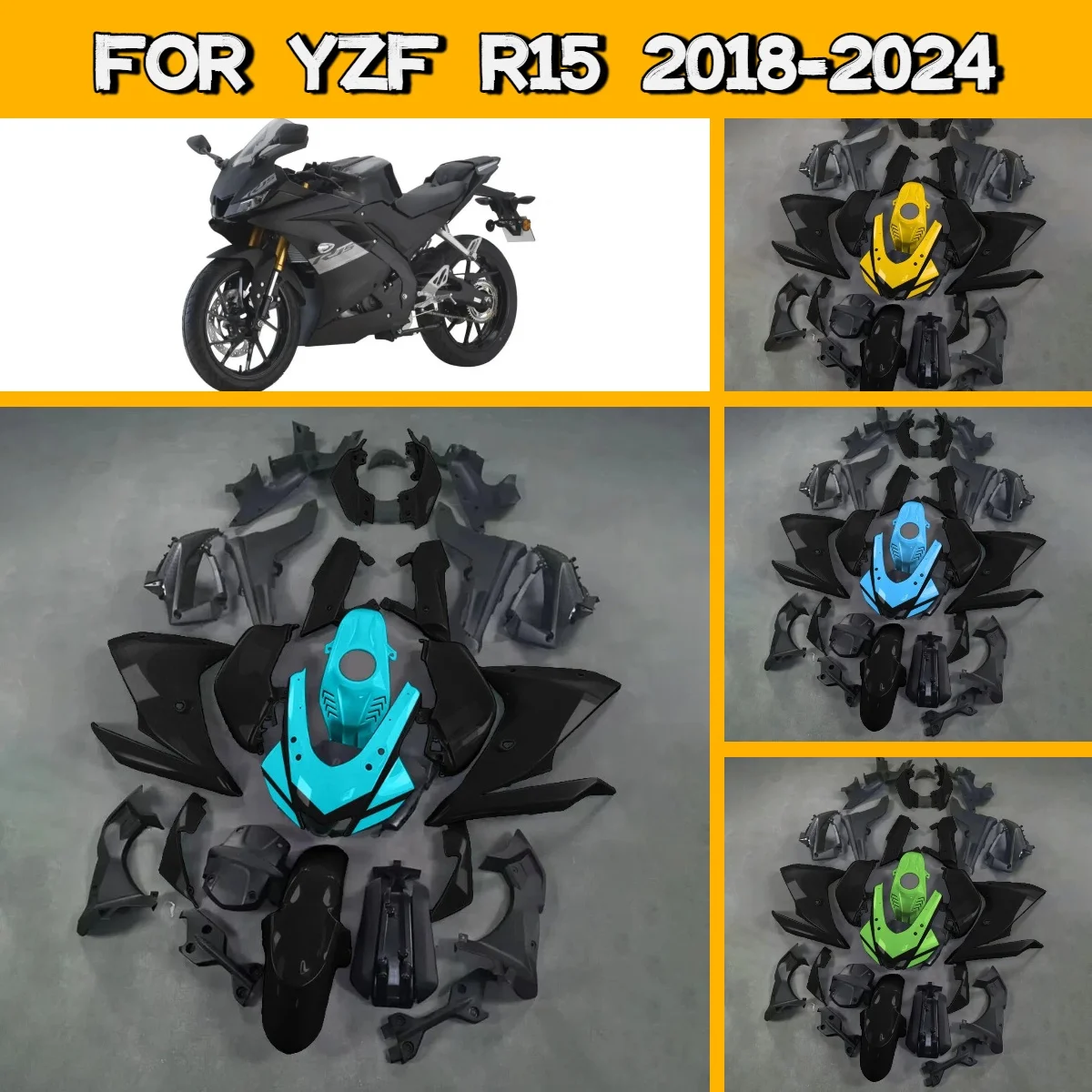 Aftermarket Fairing Kit for 2018-2024 Yamaha YZF R15 Motorcycle Full ABS Fairings Body Panels 18-24 YZFR15