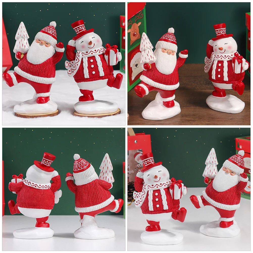 

1Set Christmas Snowman Decor Resin Made Festive Atmosphere Table Centerpiece for Living Room Kitchen Xmas Party Ornament