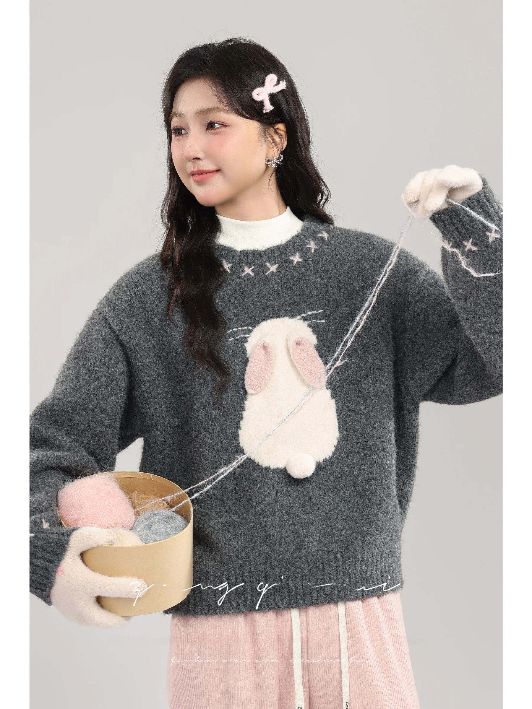 

ay round Ne Pullover ort Sweater Women's Lazy Embroidery Pattern New Autumn Winter Sle by Zhang Ginger Drink Commute ...