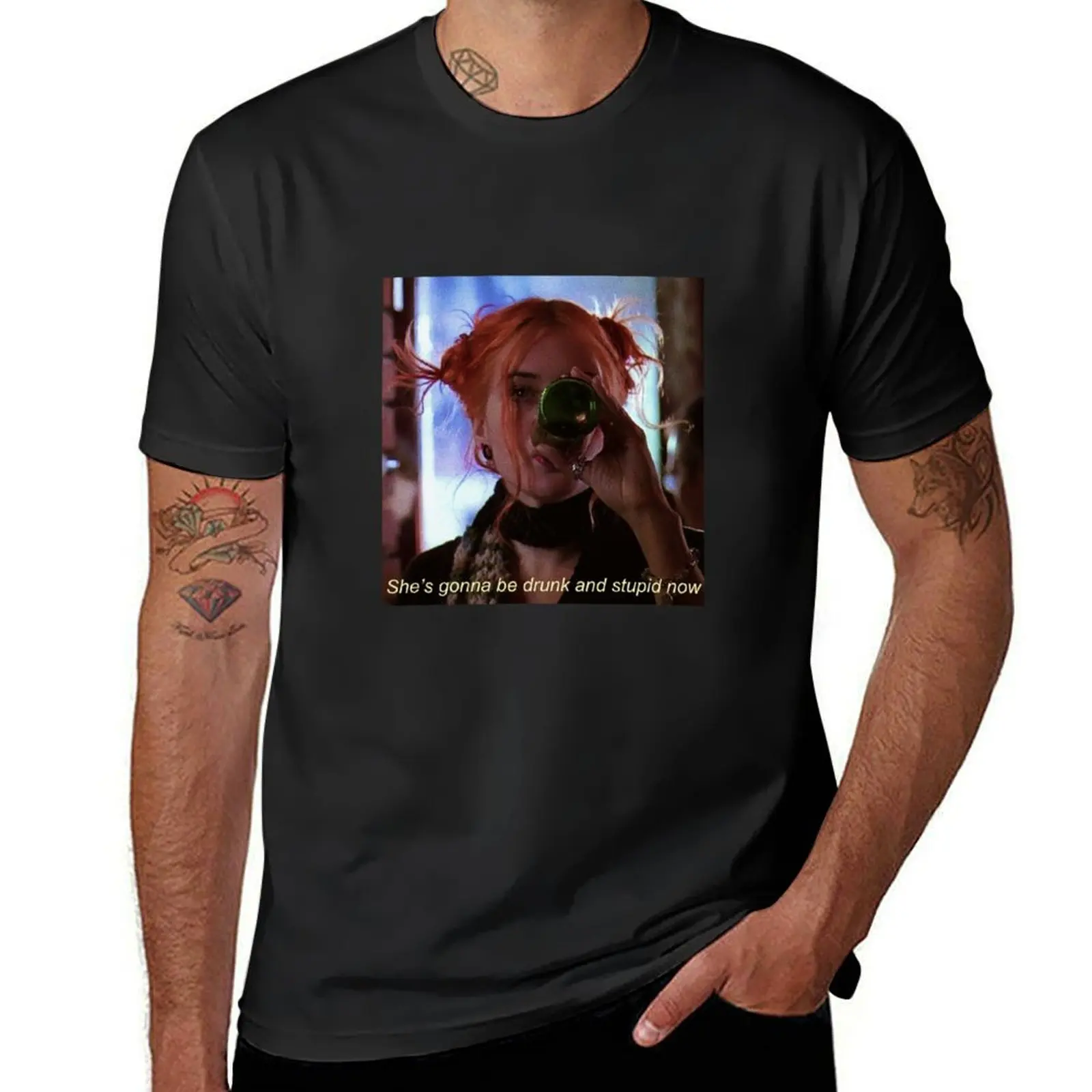 Eternal Sunshine Of The Spotless Mind She's gonna be drunk and stupid now Quote T-Shirt heavyweights sweat vintage t shirt men