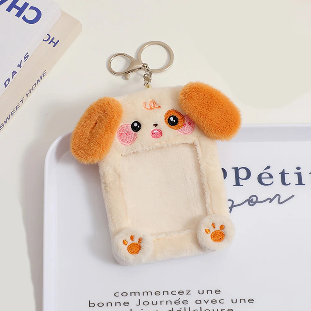 Porte-cartes animal en peluche pour homme, porte-clé, carte photo, cartes postales d'affaires transparentes, manche