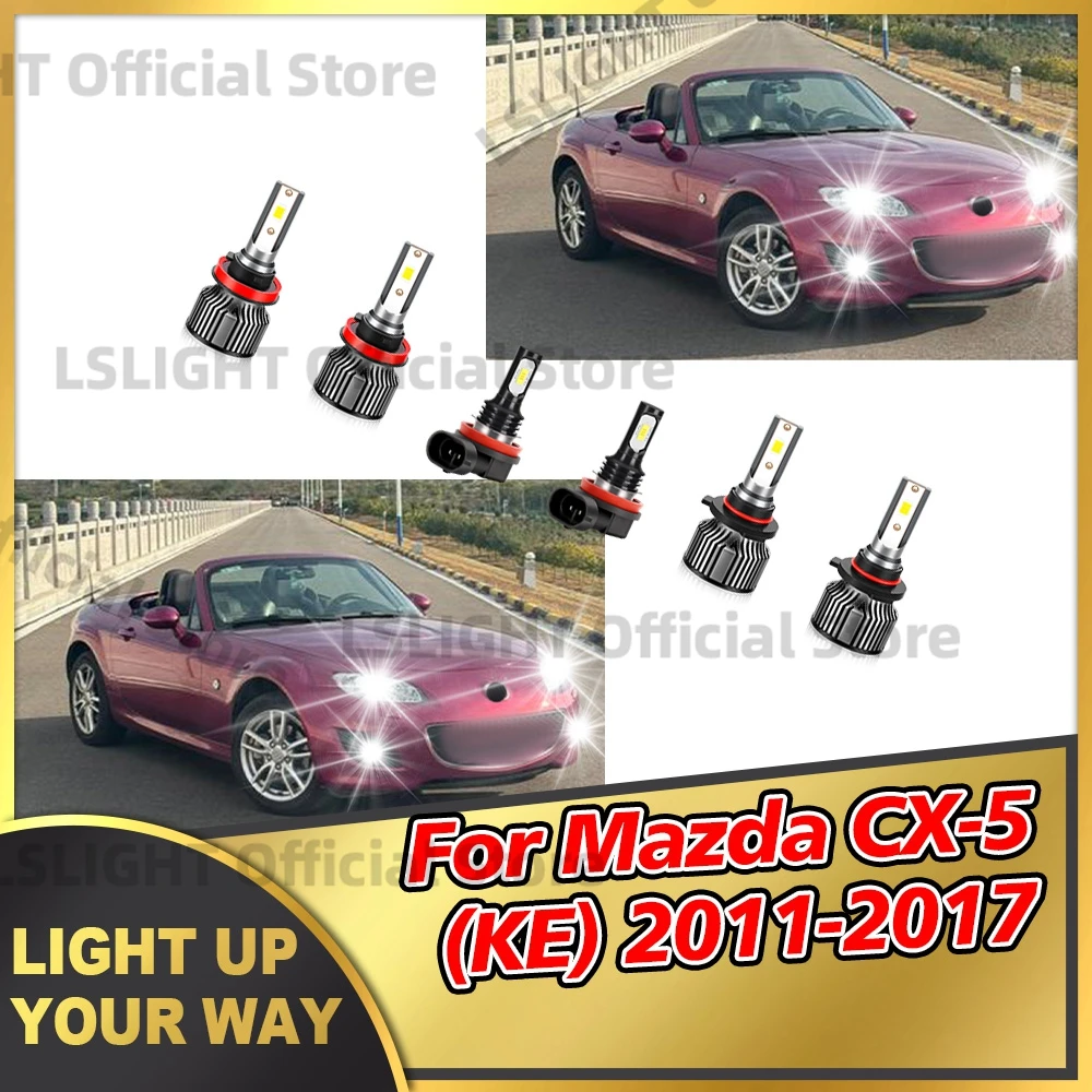 

2/6x LED Headlights Fog Lamps For Mazda CX 5 CX5 CX-5 (KE) 2011 2012 2013 2014 2015-2017 Headlamp 6000K High Low Beam 20000LM
