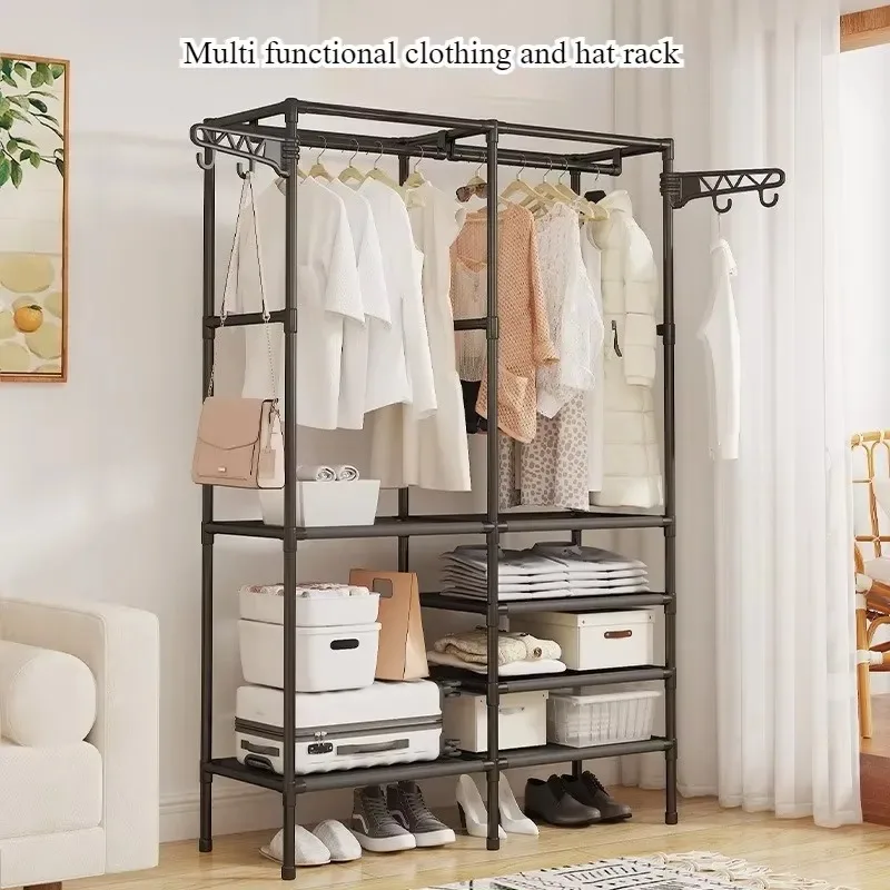 Simplecoat rack Multifunctional floor double row hanger Hanging hanger Drying rack Bedroom home reinforcement Stylish and