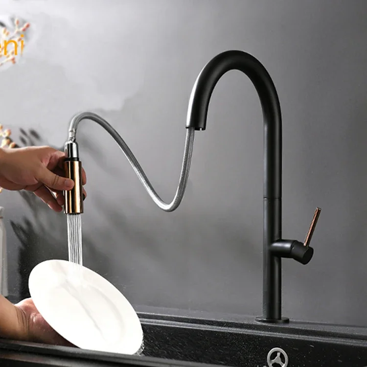 cupc approved Pull Down Automatic Smart Touch Sensor Black Kitchen Faucet