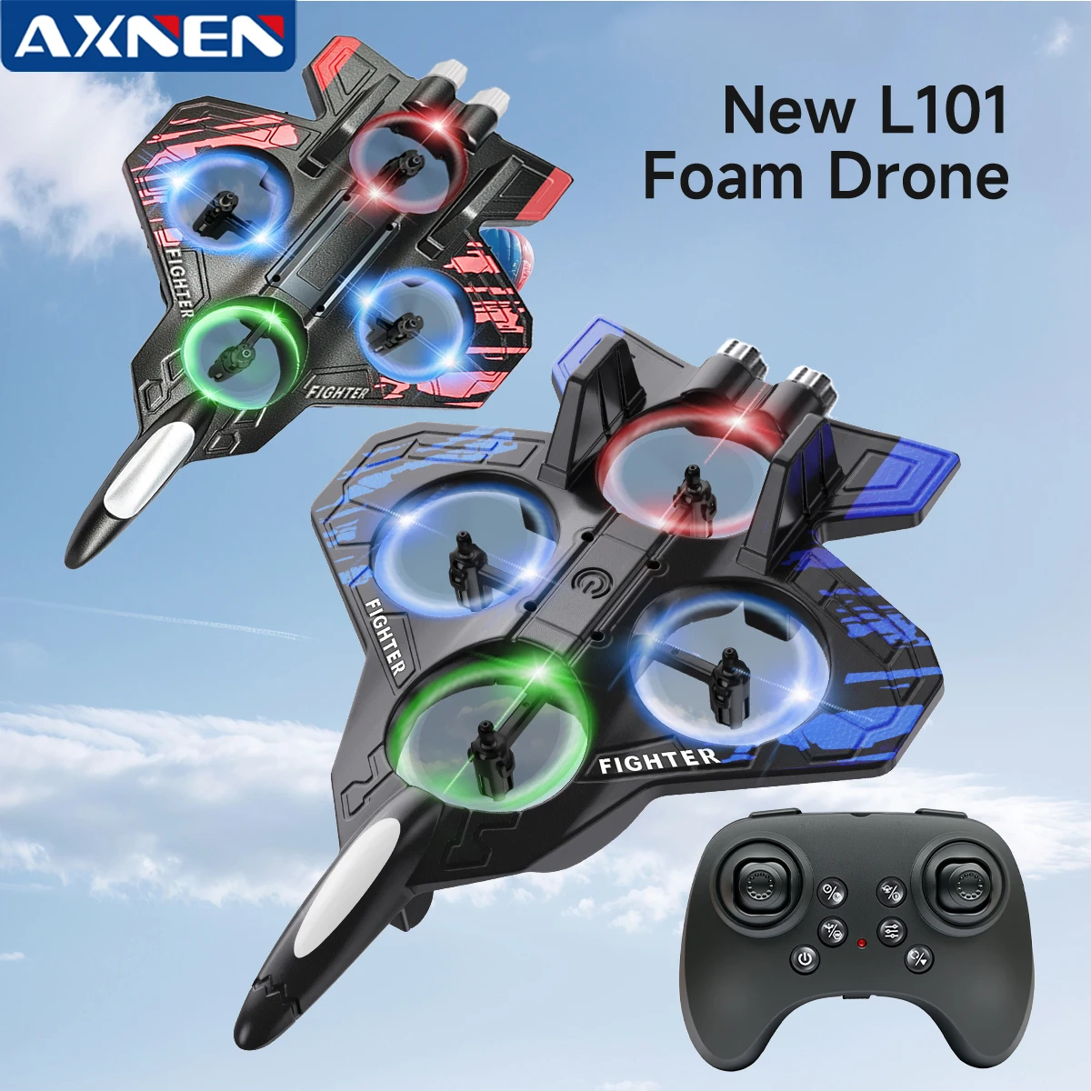 AXNEN L101 RC Avión de combate 2.4G Control remoto Stunt Glider 360 °   Avión de espuma EPP volador de vuelo rodante con regalos de juguetes LED