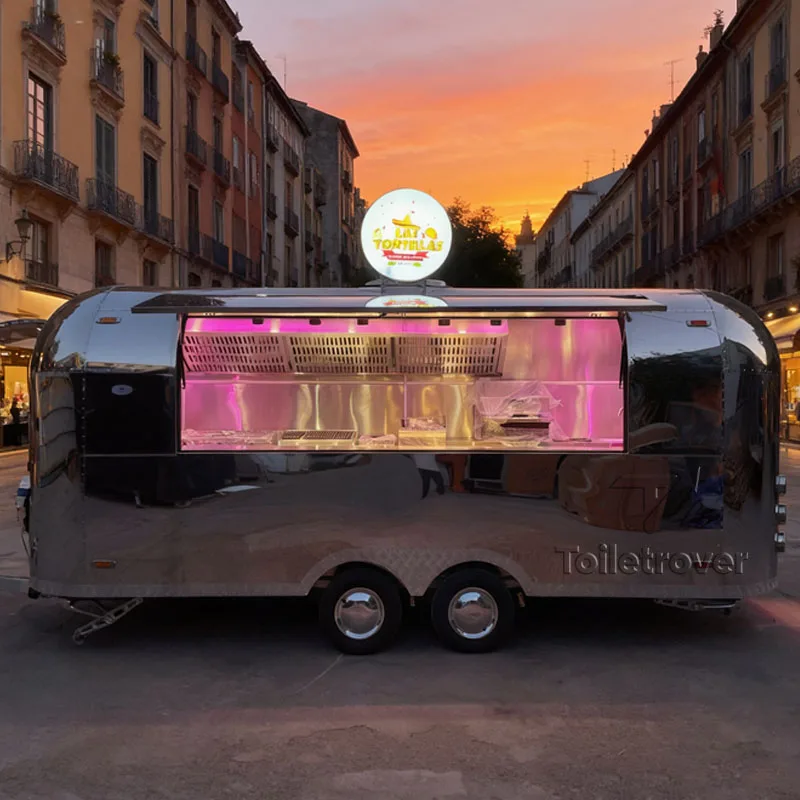 شاحنة طعام حديثة كبيرة للبيع التاكو البطاطس المقلية المخبوزة البطاطس الدجاج المشواة شواء مقطورة الطعام مع المطبخ