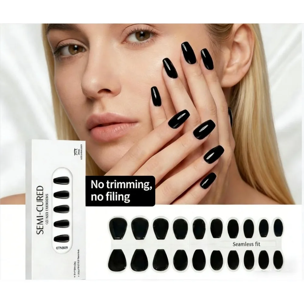 20Tips High Quality Soft Gel Semi-Cure Gel Extension Nail Sticker Markless No Trim Flexible Wearable Nail Waps