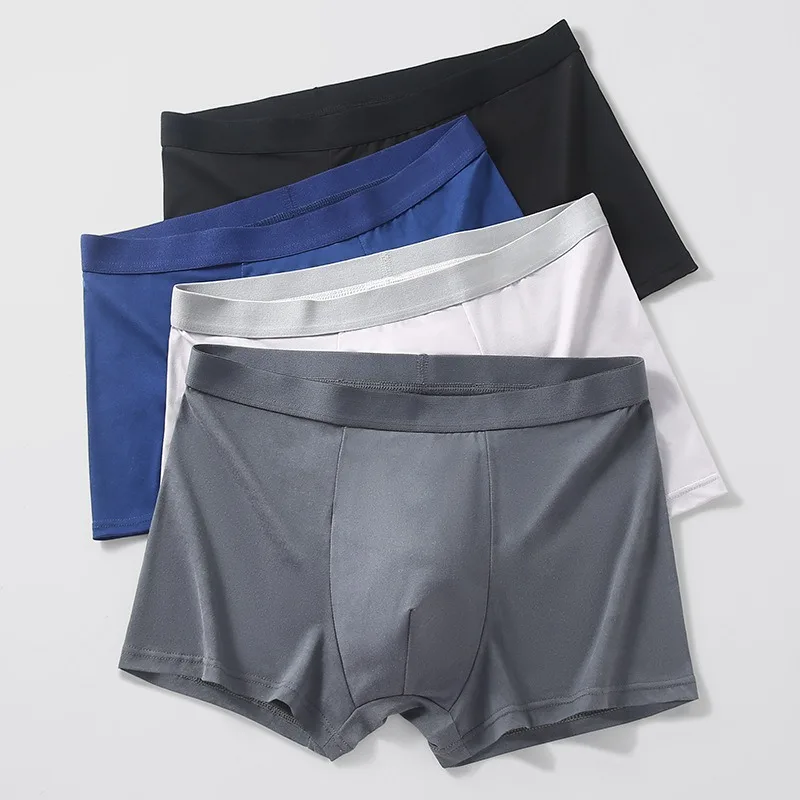 

4PCS Men's panties men's boxers youth soft mid-waist breathable boxers boys large size panties shorts head