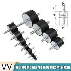 Amortisseurs en caoutchouc à double filetage mâle, outils anti-vibration, M3 - M20