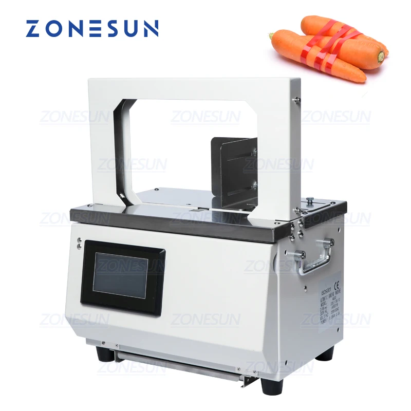 ZONESUN Automatic Strapping Machine Opp Hot Melt Supermarket Vegetable Baler For Sausage  Food Tape Strapping Binding Machine