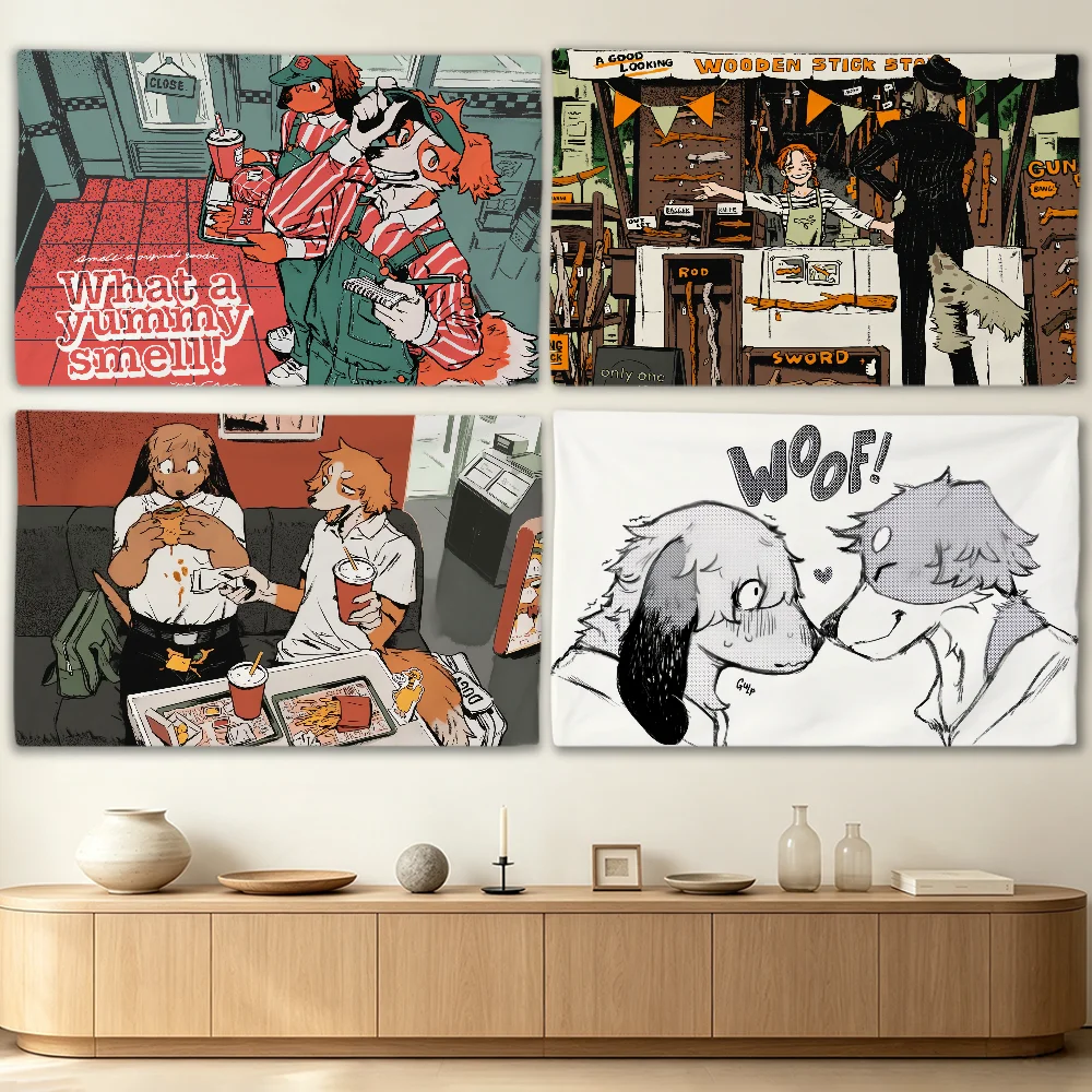Cartoon S-SMELL N-Nagabe furry flag Advertising Banner for Camping Decoration Outdoor & Garage Wall Hanging Decorations