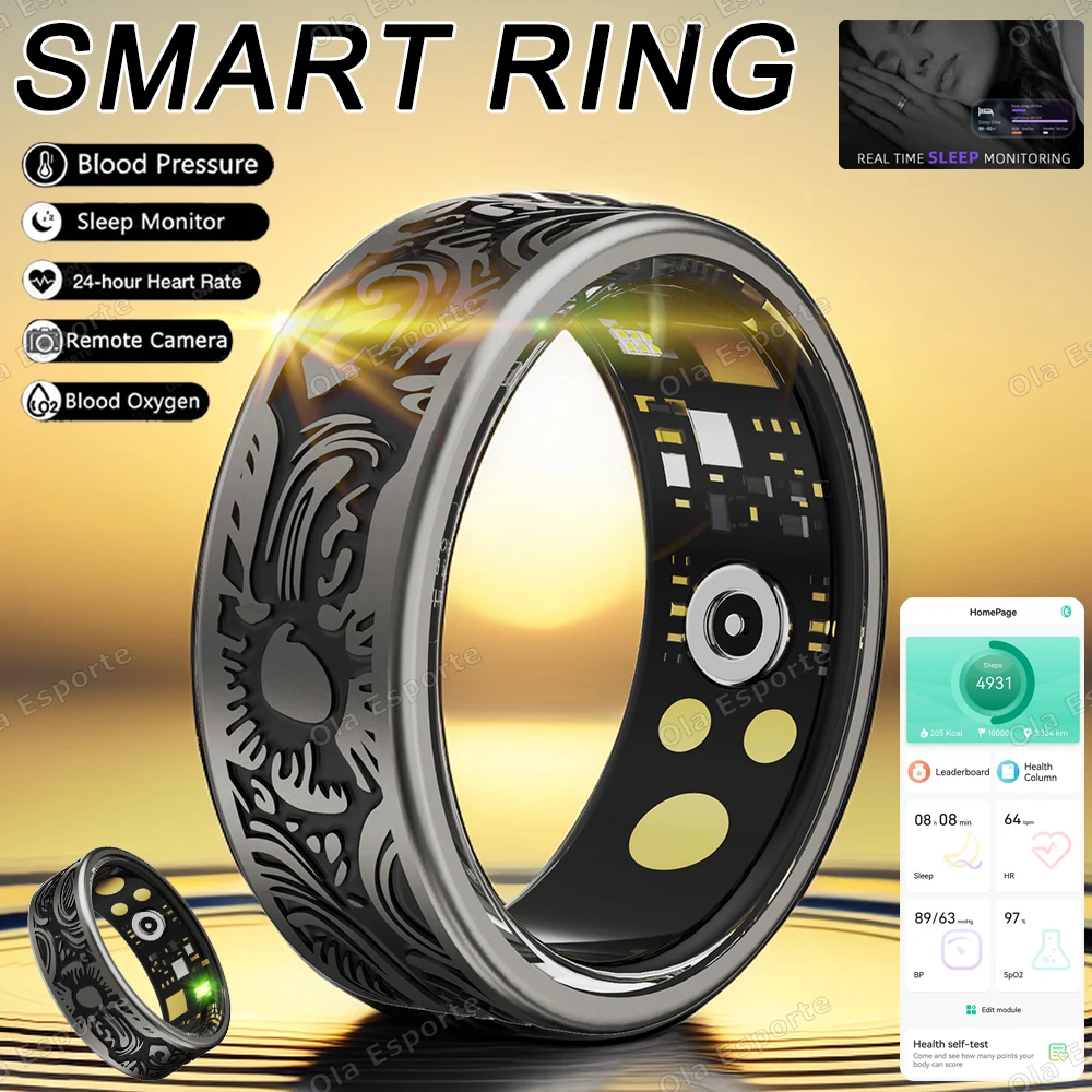 

New Smart Ring 2025 Blood Pressure Sleep Health Monitor Sport Remote Camera smartring Waterproof Care for family Rings Men Women