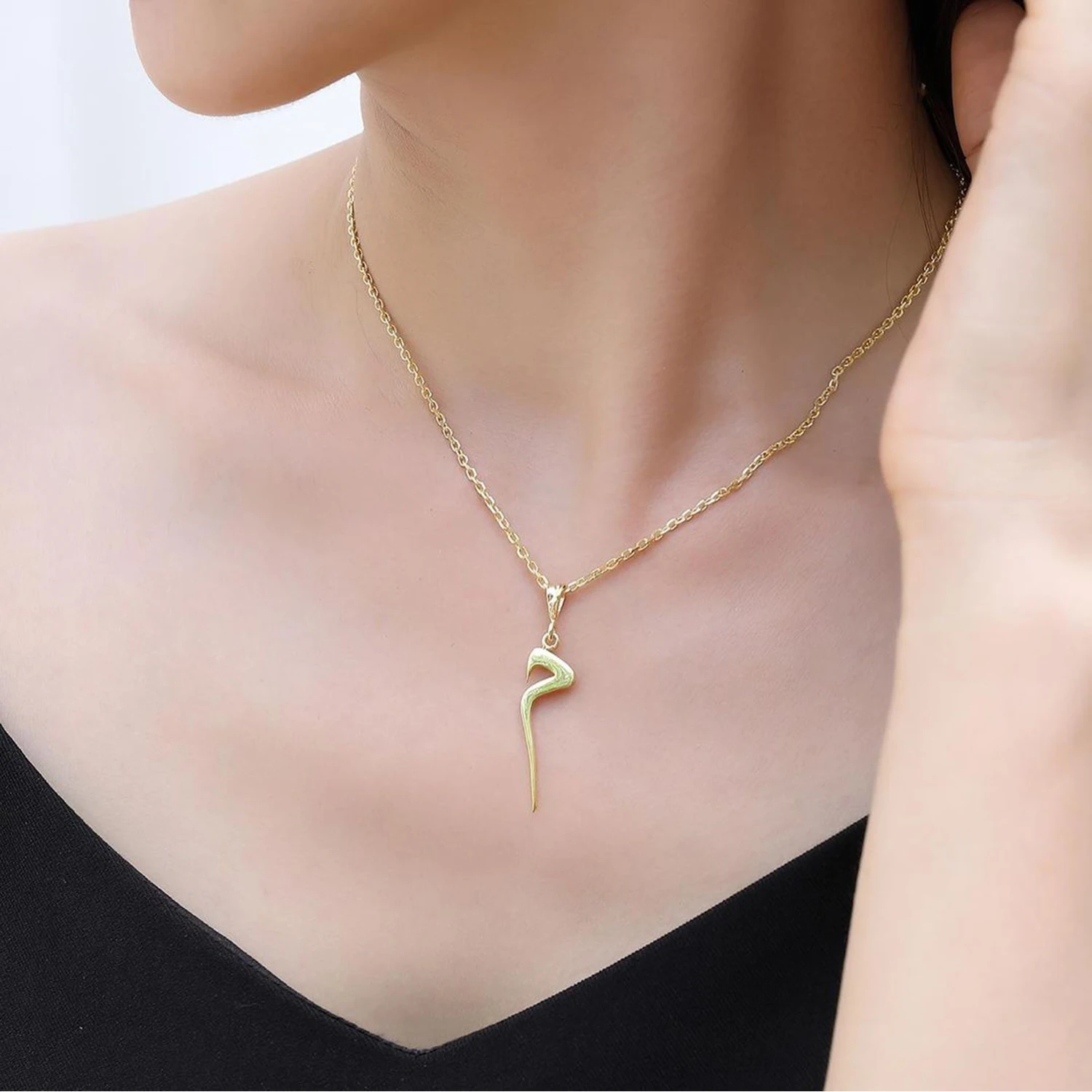 925 Silver Arabic Alphabet Necklace 3-5cm Pendant Muslim Eid Gift Personalized Women's Men's Jewelry