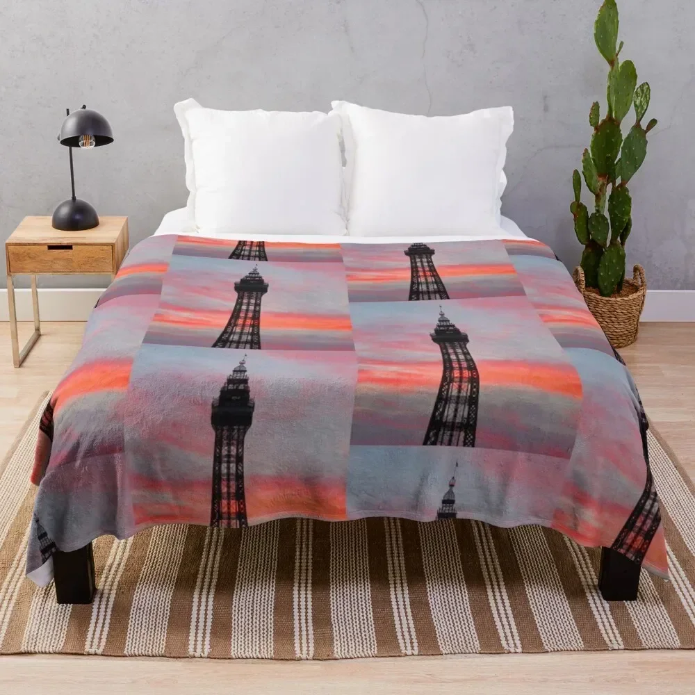 

Blackpool Tower Sunset Throw Blanket Summer halloween Blankets For Bed Giant Sofa Blankets