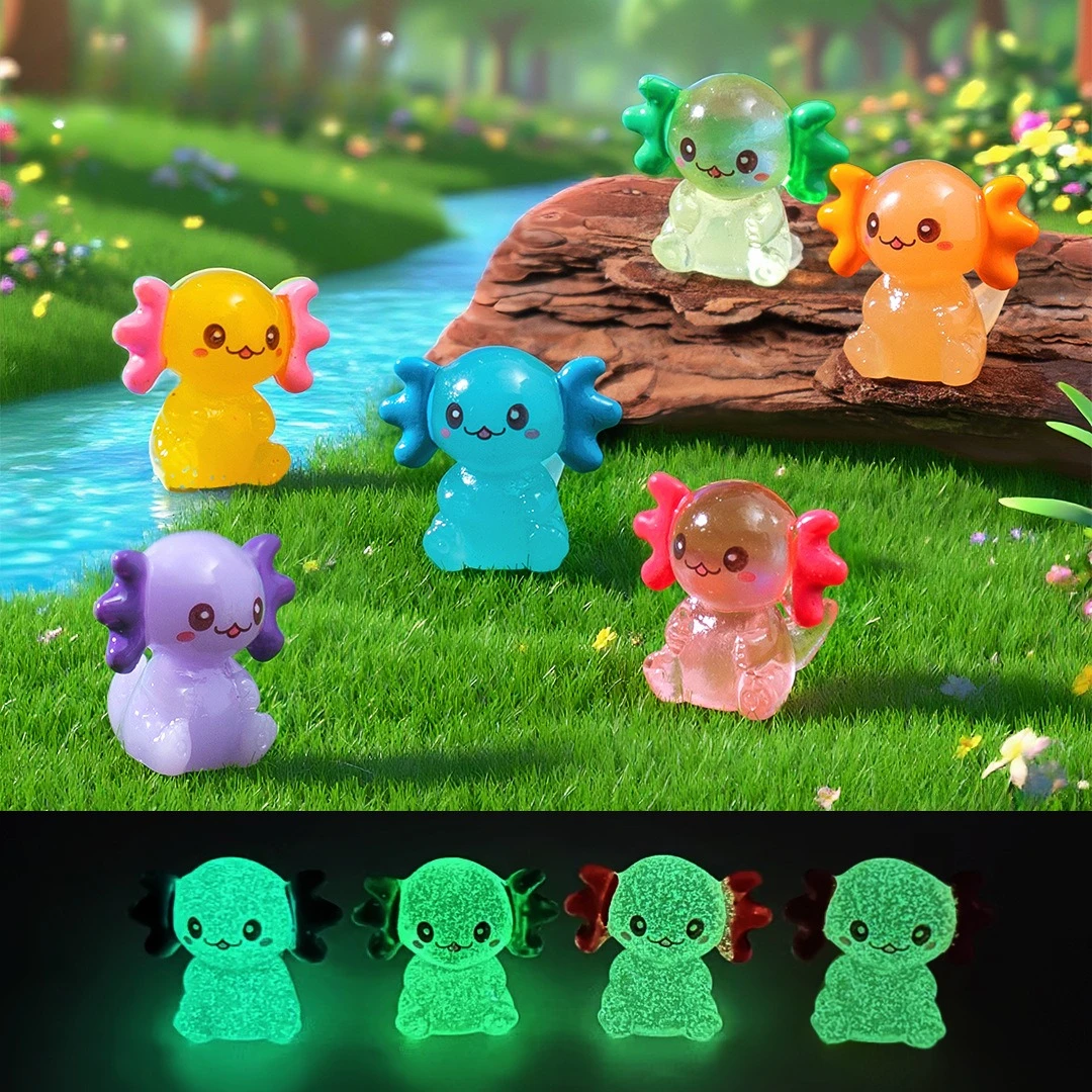 10-50 Piezas de Mini Figuras de Axolotl y Dragón Hexagonal de Resina Luminosa, que Brillan en la Oscuridad, para Decoración de Jardín de Hadas, Micro Paisajes y Manualidades