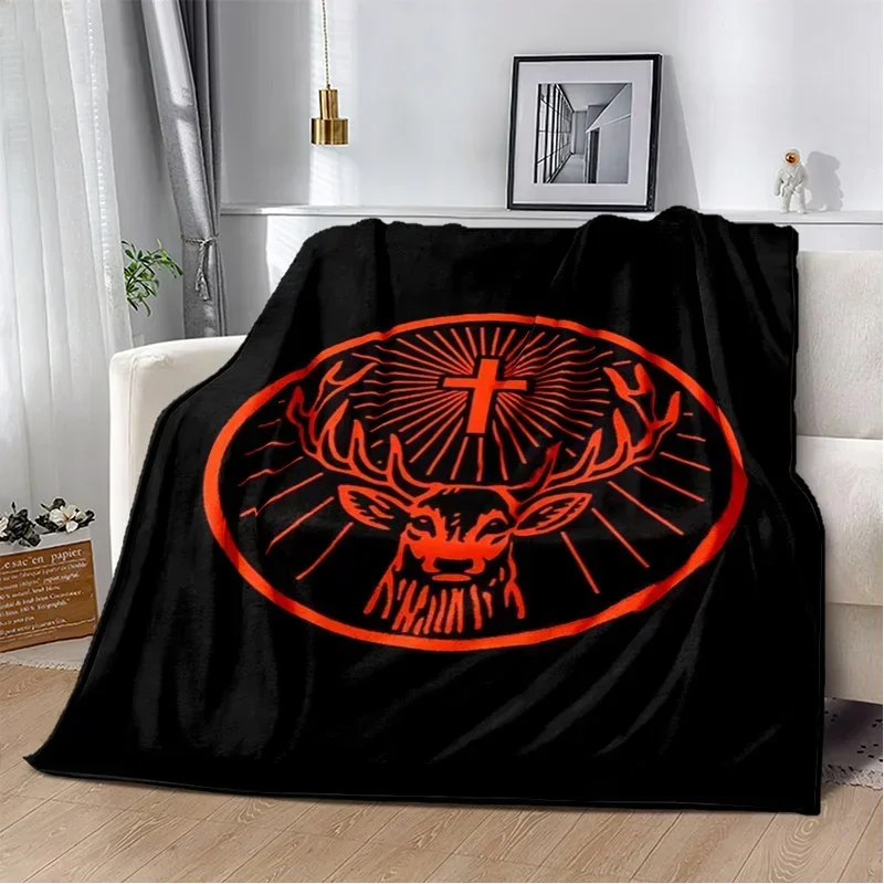 Holy Deer liquor Jaegermeister logo printed blanket Warm Soft and comfortable throw bed linings birthday gift Picnic Camping f2