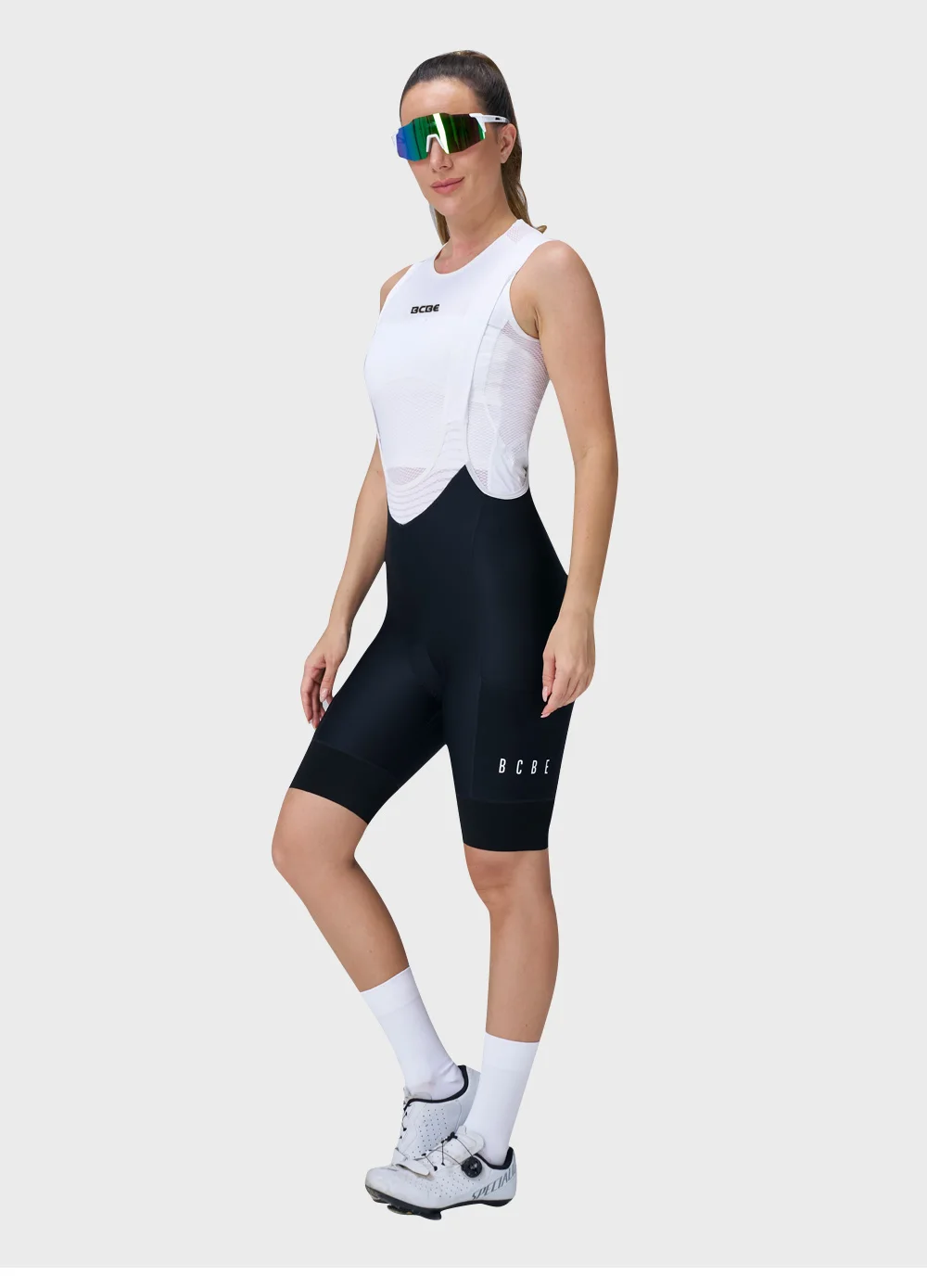 BCBE-ING Damen-Radtrikot-Shorts mit 7-Stunden-Elastik-Interface-Polsterung, Rennrad-Trägerhose für Frauen, eng anliegende Fahrradbekleidung mit Taschen – Detail 14