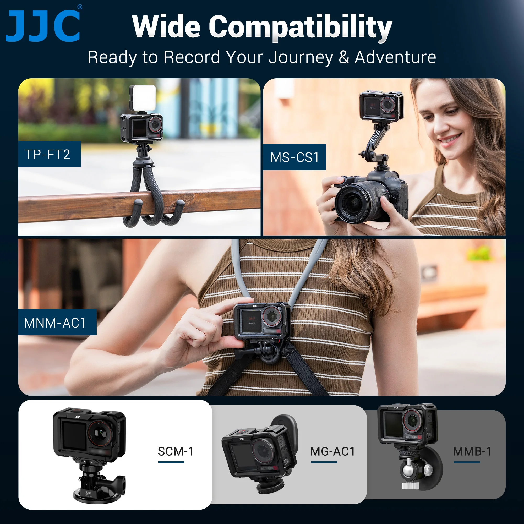 JJC Metal Cage for DJI Action 5 Pro Action 4 3 Accessories Protective Cage Frame Compatible for DJI Mic LED Camera Grip Kit
