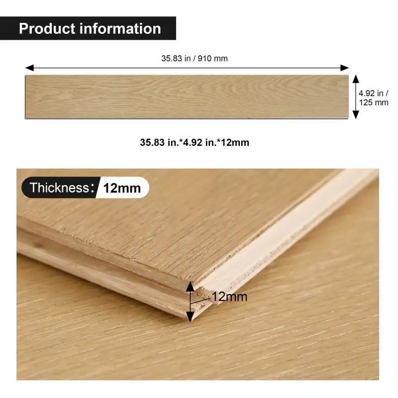 أرضيات من الخشب الصلب مصنوعة من خشب البلوط الداكن ومقاومة للماء ومتينة ومقاومة للخدش 24.49 قدم مربع 20 عبوة #6