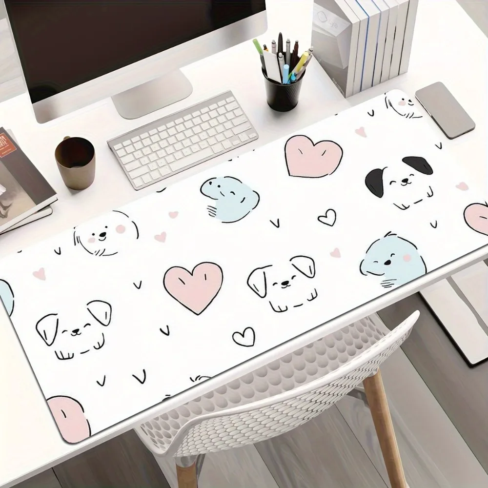 

Aesthetic Kawaii Animal Cluster Desk Mat, XL Mouse Pad with Pink Hearts, Cute Desk Decor, Perfect Gift for Pet & Anime Lovers