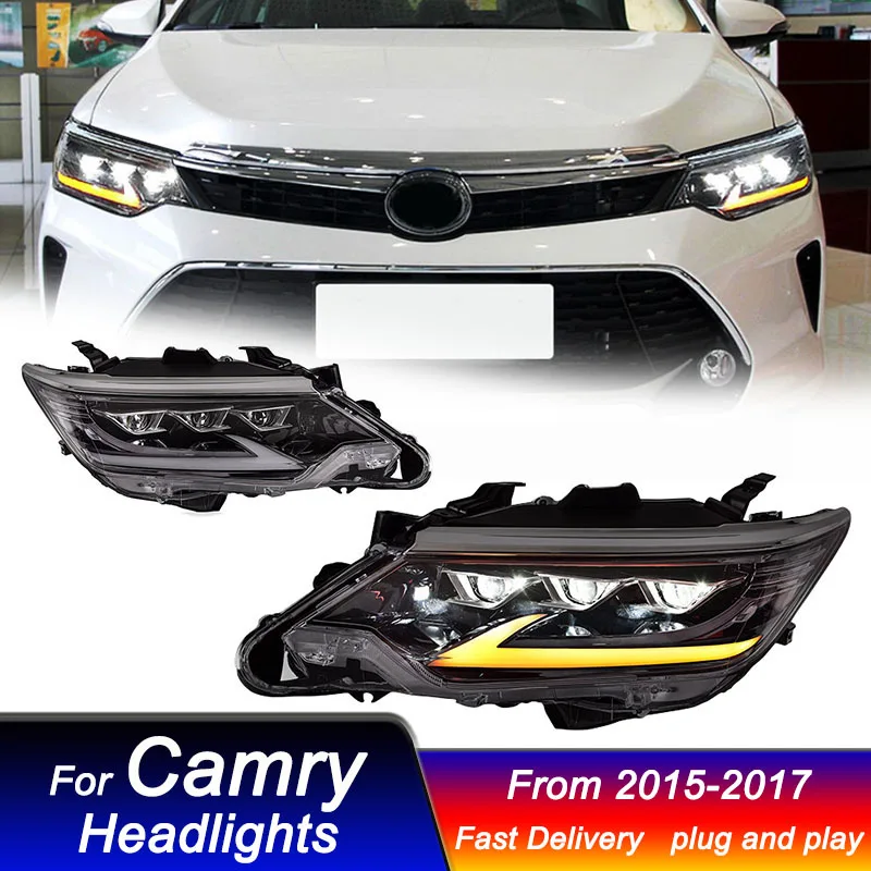 

Стайлинг автомобиля фары для Toyota Camry 2015-2017 Lexus стиль светодиодные фары обновление DRL динамическая сигнальная лампа переднего света в сборе