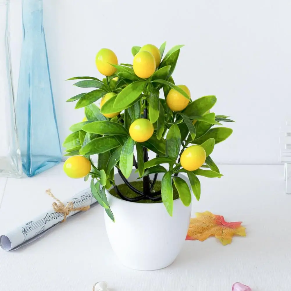 Simulation Bonsai Not Withered Creating Vitality Plastic Fake 12 Mesh Lemon Artificial Potted Plant Home Decor for Table Top