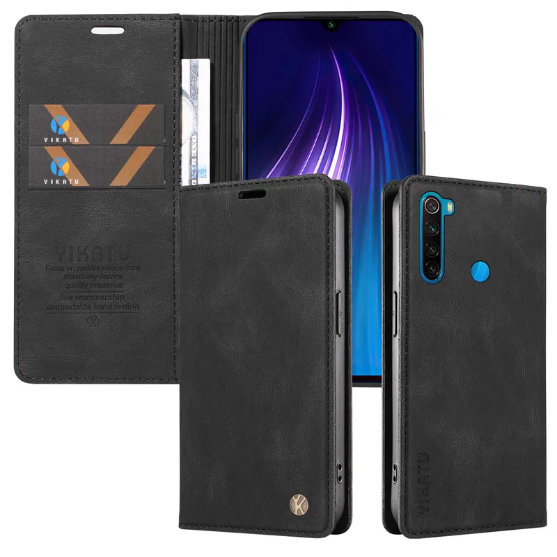 Luxury Wallet Leather Protect Case For Xiaomi Redmi Note 8 2021 Note8 T Note8T Note 8 Pro Power Cases Magnetic Flip Cover Fundas