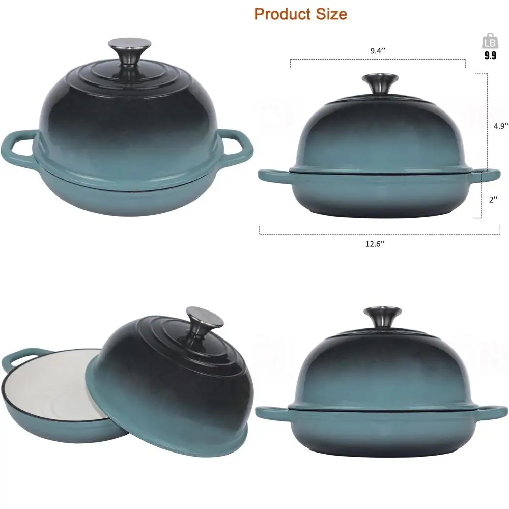 

Enameled Cast Iron Dutch Oven with Lid, 5-Qt Cyan, Perfect for Bread and Baking