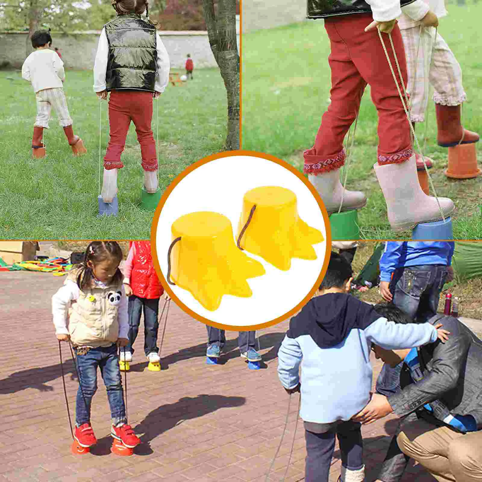 2 uds zancos zancos zapatos de entrenamiento con forma de garra de plástico juguete para deportes al aire libre (azul, cuerda para estilo aleatorio)