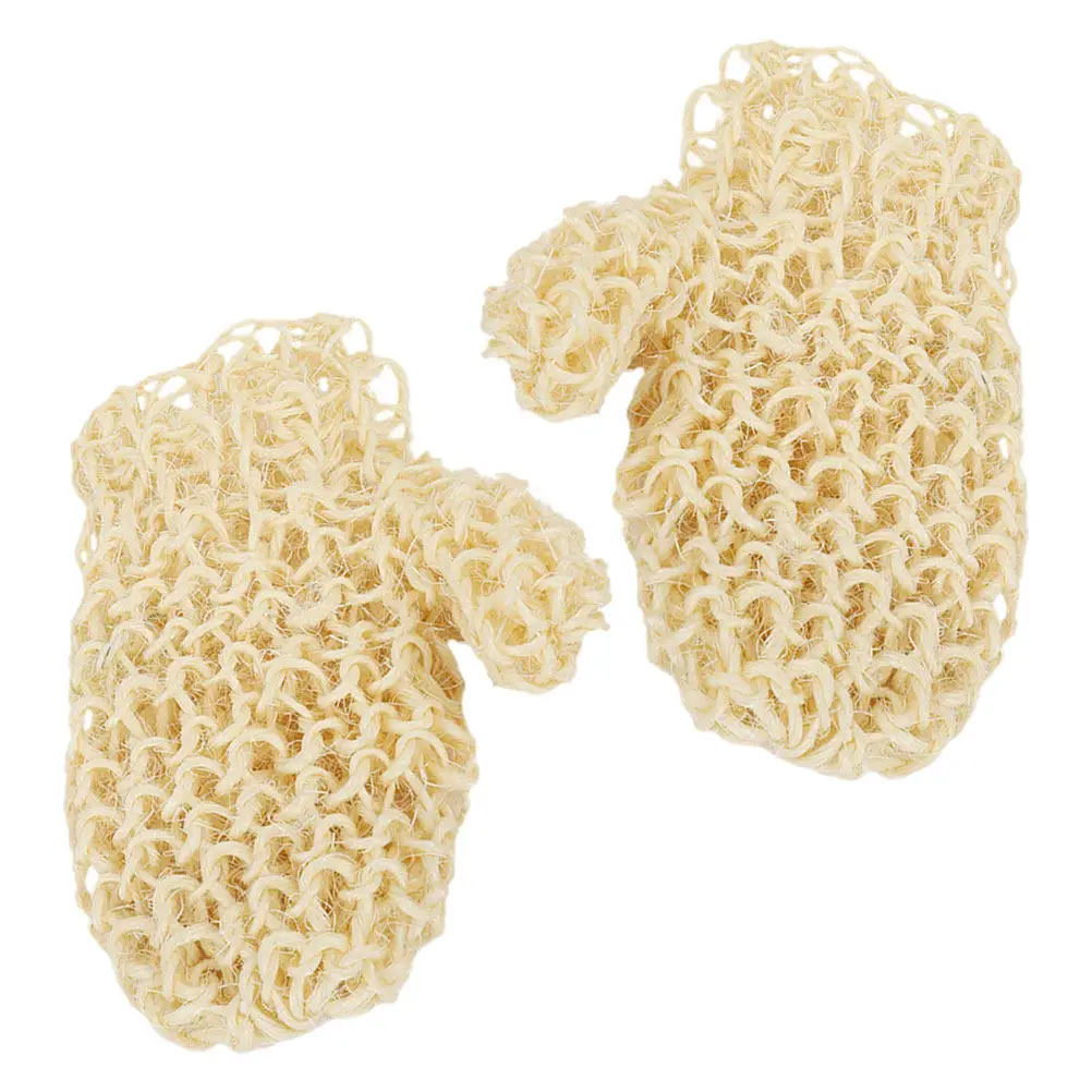 

1 пара натуральных сизалевых перчаток для душа и ванны, отшелушивающие перчатки-губки, многоразовые мочалки для глубокого очищения кожи тела