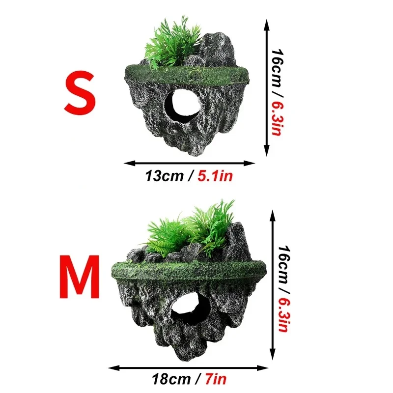 1Pcs Suspended Floating Aquarium Stone Simulation Plant Cave Ornament Creative Floating Rock Fish Tank Landscaping Decor Betta H