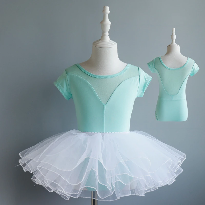 

Short Sleeved Gymnastics Leotard Swimsuit Ballet Leotards For Girls Kids Child Cotton Dance Bodysuit Wear Ballroom Show Outfit