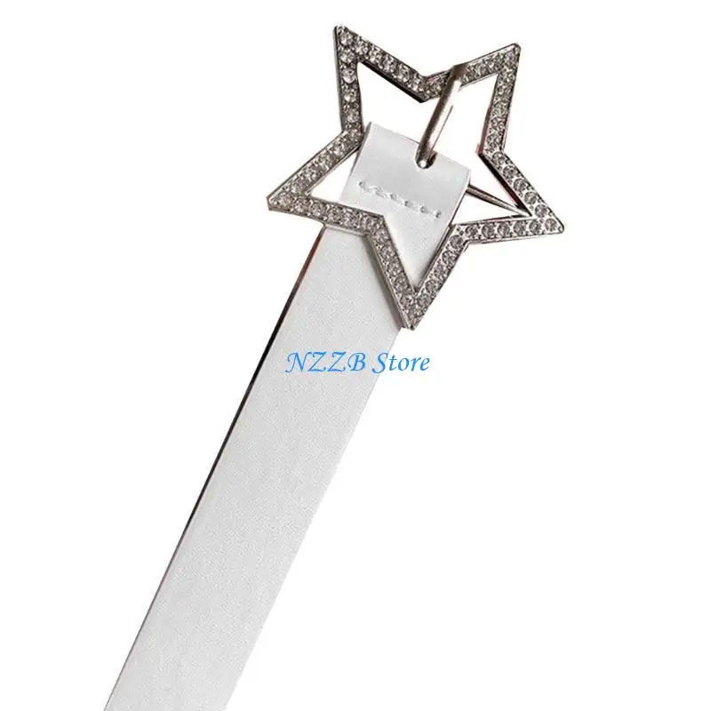 

T21F Waist Belt Rhinestones Star Buckle for Suit Dress Proms Jewelry for Girls