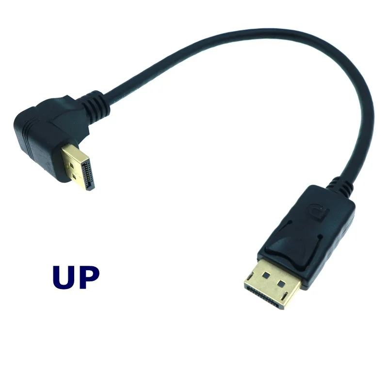 30 سنتيمتر مطلية بالذهب 90 درجة DisplayPort ذكر إلى كابل ذكر DP 4K HD كابل الفيديو للكمبيوتر شاشة التلفزيون العارض التلفزيون