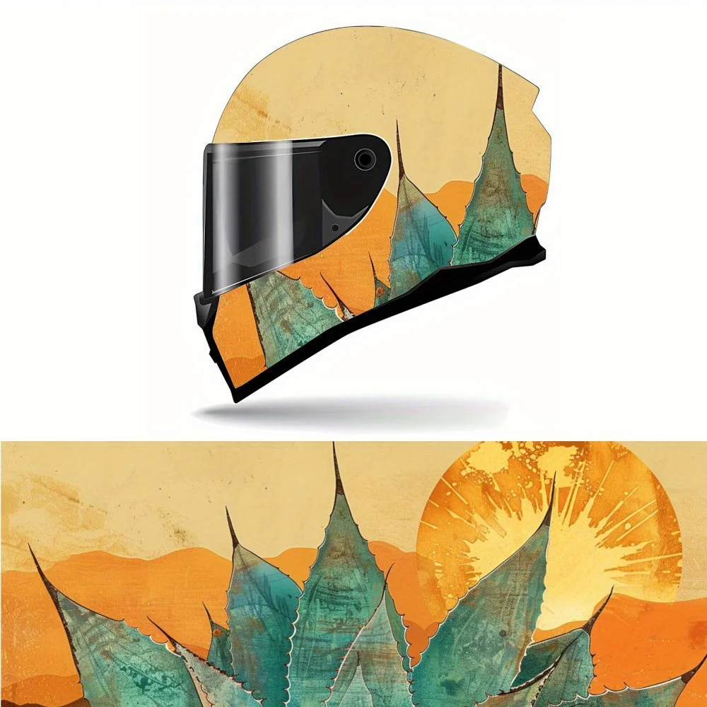 

Dynamic Sun - kissed Agave Illustration Helmet Vinyl Wraps, Waterproof Self-adhesive Helmet Vinyl Wraps, Surface Protection, Per