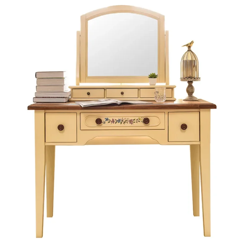 

American modern small apartment bedroom simple solid wood dresser European storage makeup table