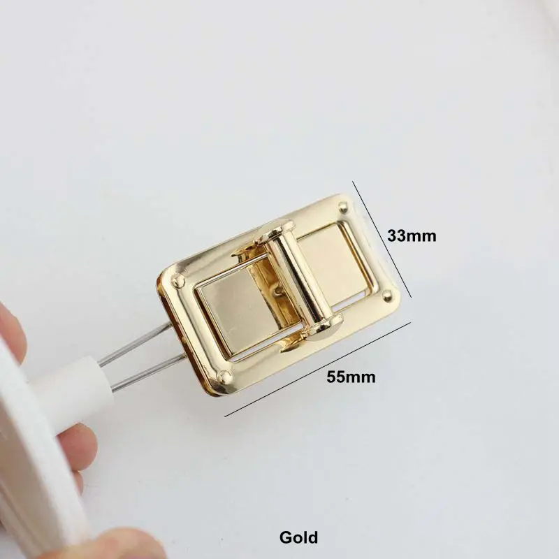 20sets 55*33mm high quality zinc alloy light gold metal clasp lock accessories for handbag metal clip Leather covered Lock