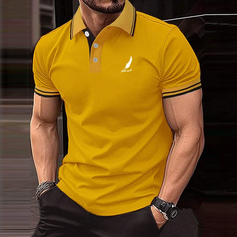 

Summer Business Solid Color Short Sleeved Fake Pocket Polo Shirt Men's Fashionable Simple Short Sleeved Top