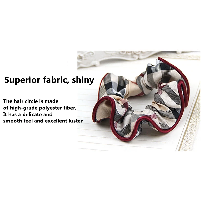 1-2Pcs/set Woman Fashion Plaid Large hair circle Hair Ties Girls Ponytail Holders Rubber Band Female Hairband Hair Accessories