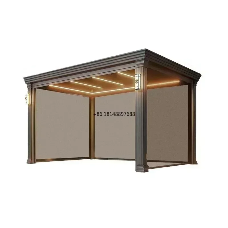 Waterproof Louver Roof System Kits Outdoor Gazebos Garden Bioclimatic Aluminium Pergola Custom Metal Beach Wood