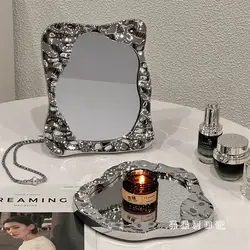 Düzensiz Vintage Dresser ayna yüksek renk fransız makyaj aynası yatak odası masaüstü dekoratif süsler