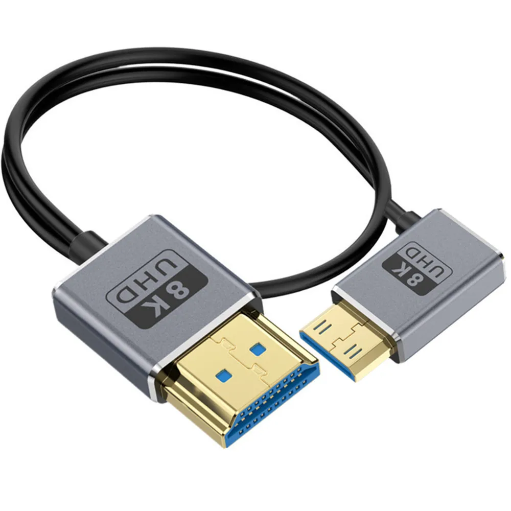 Coaxial hdmi Super Extreme Slim 8K@60Hz Mini HDMI to HDMI--Compatible 2.1 Cable Ultra High Speed 48Gbps Thin HDMI Cord Φ2.5mm,4K