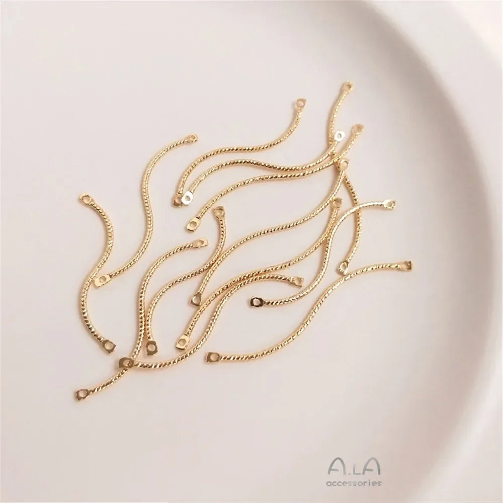 1 шт., 14 К позолоченная партия, пряжа, волнистая нить, витой стержень, двойной подвесной S-образный подвесной стержень, аксессуары для сережек «сделай сам»