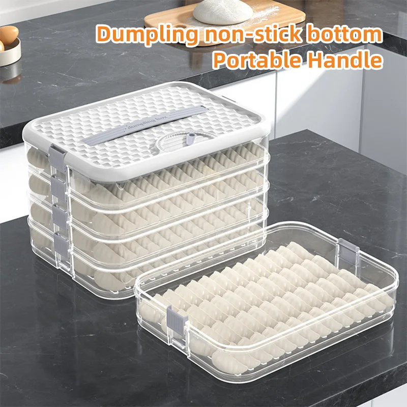 

4 Layer Food Grade Dumpling Storage Box Sealed Frozen Stackable Plastic Cookie Food Container With Date Record