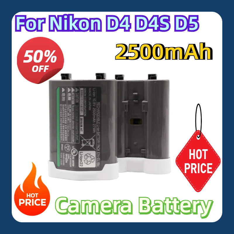 

For Nikon D4 D4S D5 D500 D800 D810 D850 MB-D12 2500mAh EN-EL18C EN EL18C Camera Battery