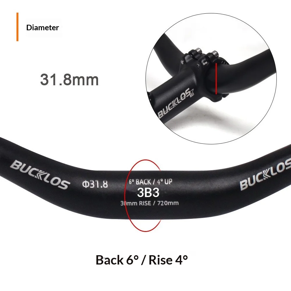Bucklos Mountainbike-Lenker, hochfeste Aluminiumlegierung, 90 mm Höhe, Riser-Lenker für Downhill-Faltrad-Fahrer – Detail 4