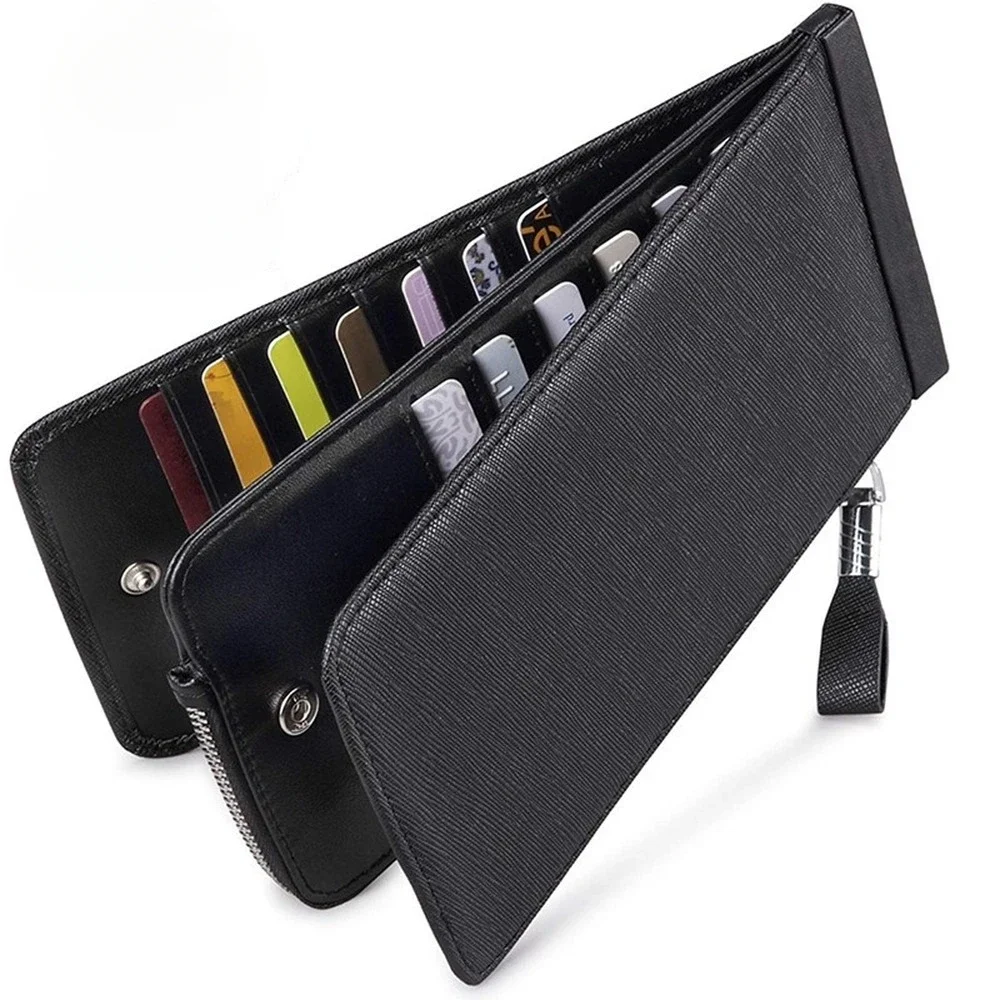 Slim & Stylish Faux Leather Wallet - Multi-Card Slots Easy Clean Card Holder Women Men Bag Multi-card Zipper